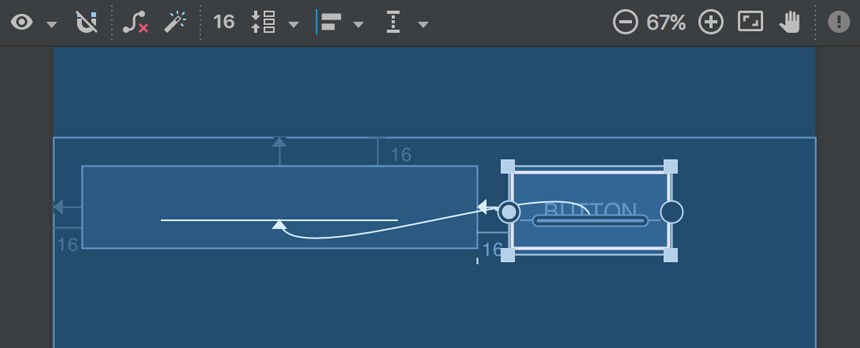 Figura 6. O botão é limitado à direita da caixa de texto e da linha de base